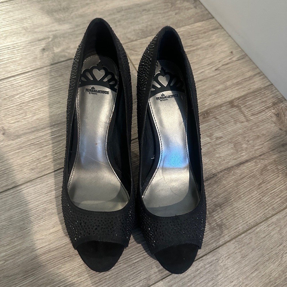 Fergalicious sparkly platform peep toe pumps size 9
